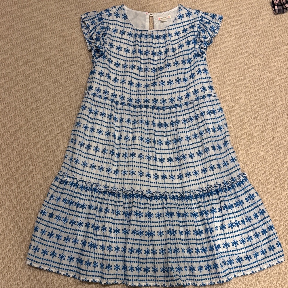 Crewcuts Girl’s Blue and White Patterned Dress